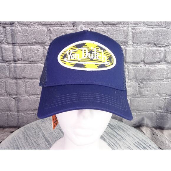 Von Dutch Navy & Yellow Trucker Hat One Size New - Picture 1 of 9